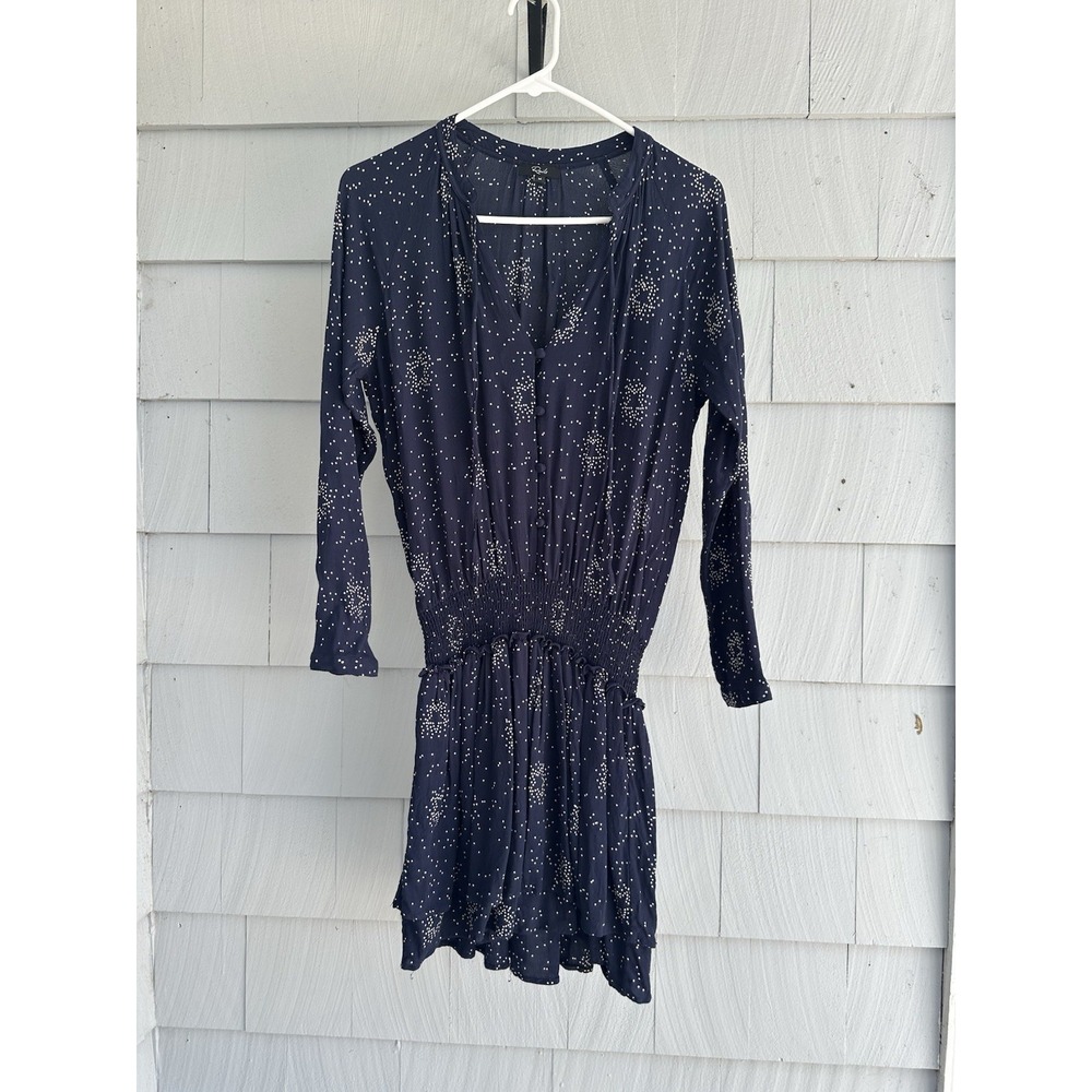 Rails Jasmine Dress Navy Stella Stars Size M 100% Rayon Mini Boho Chic - Picture 2 of 9